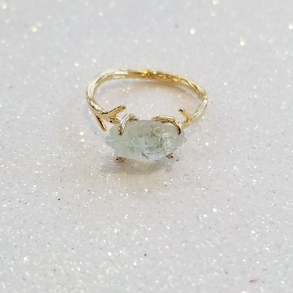 Eleonorajewels Jewelry - Raw aquamarine gemstones gold plated ring